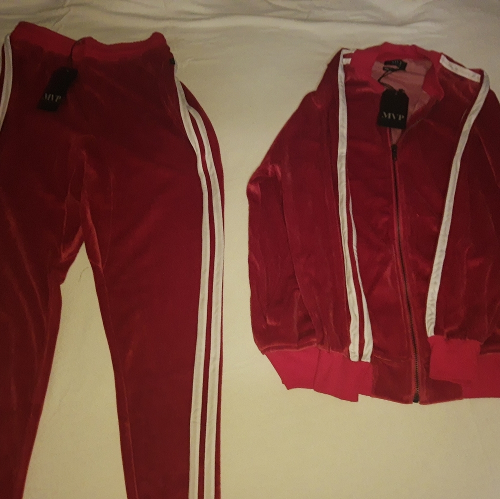 MVP Red velour Men's jogging suit.